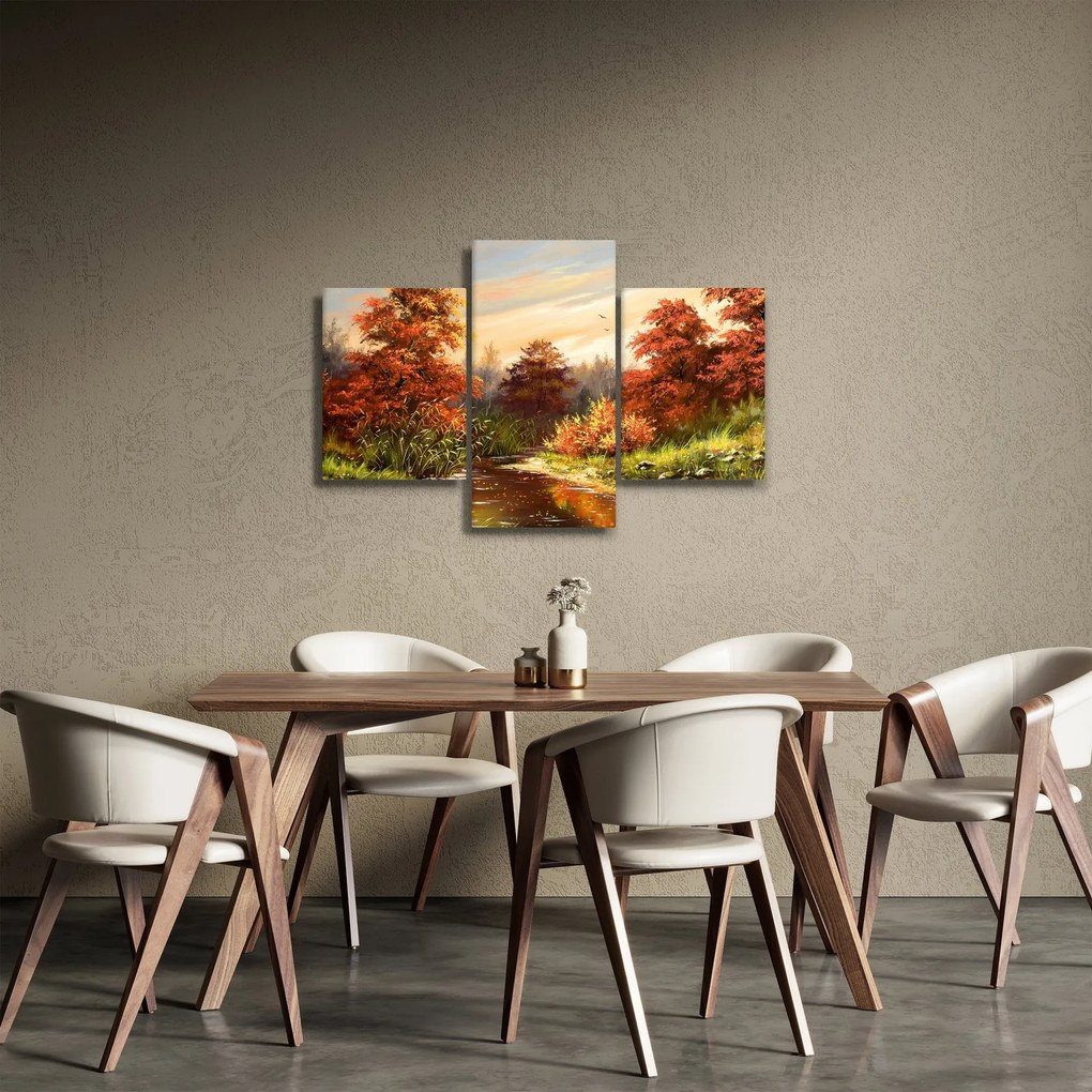 Tablou - Râu în peisaj de toamnă (90x60 cm)