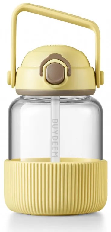 Sticla Buydeem DG78-MY, Pai pop-up, Maner, Sticla rezistenta la caldura pana la 150°C, Etansare tripla, Galben