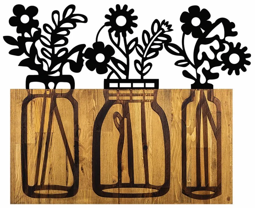 Accesoriu Decorativ de Perete Flower 5, Lemn / Metal