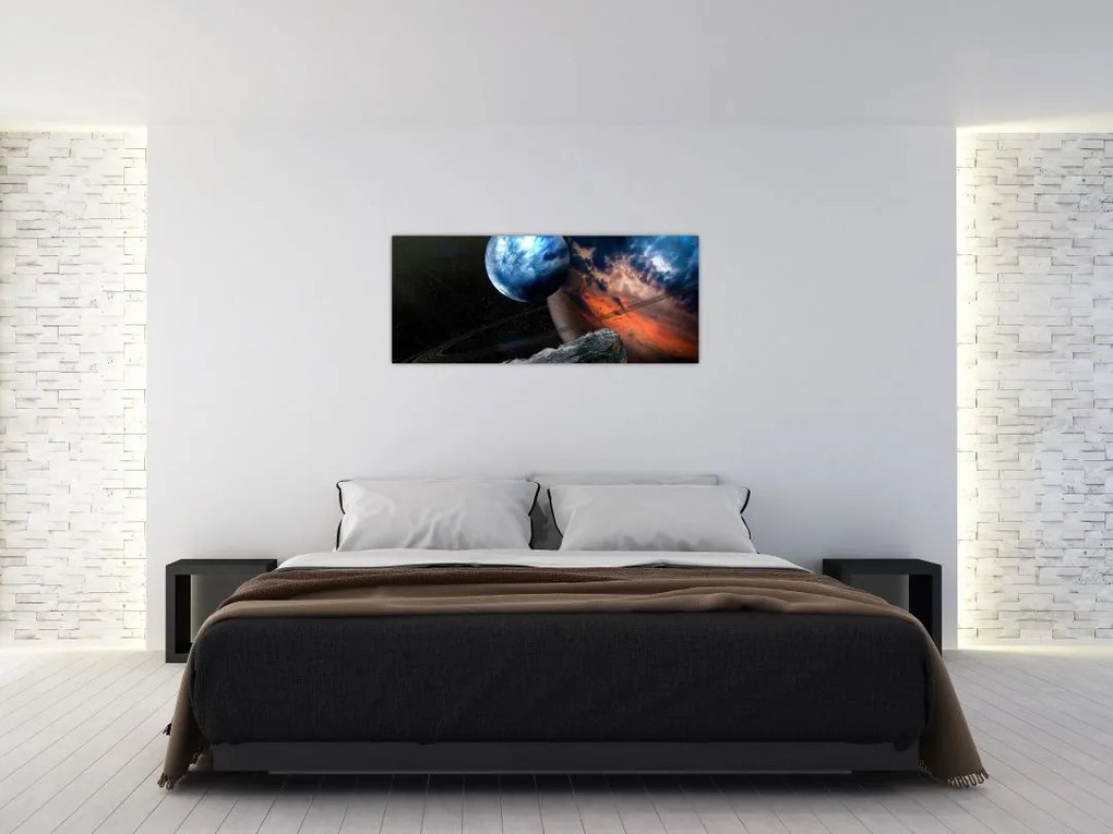Tablou planetei în cosmos (120x50 cm)