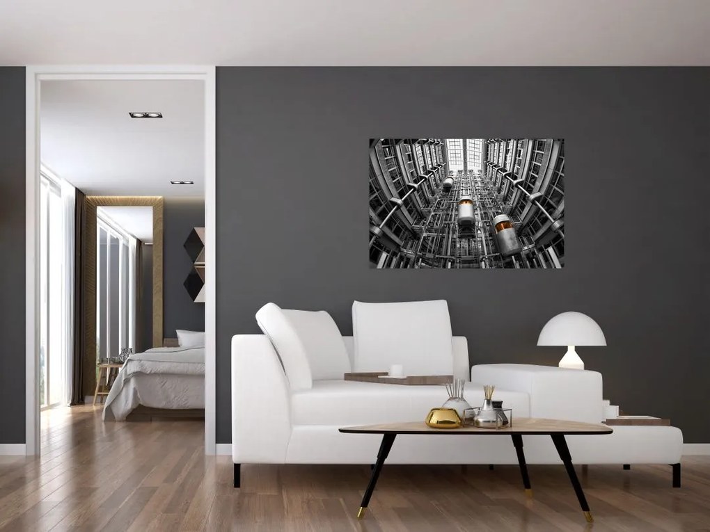 Tablou cu lift în clădire (90x60 cm)