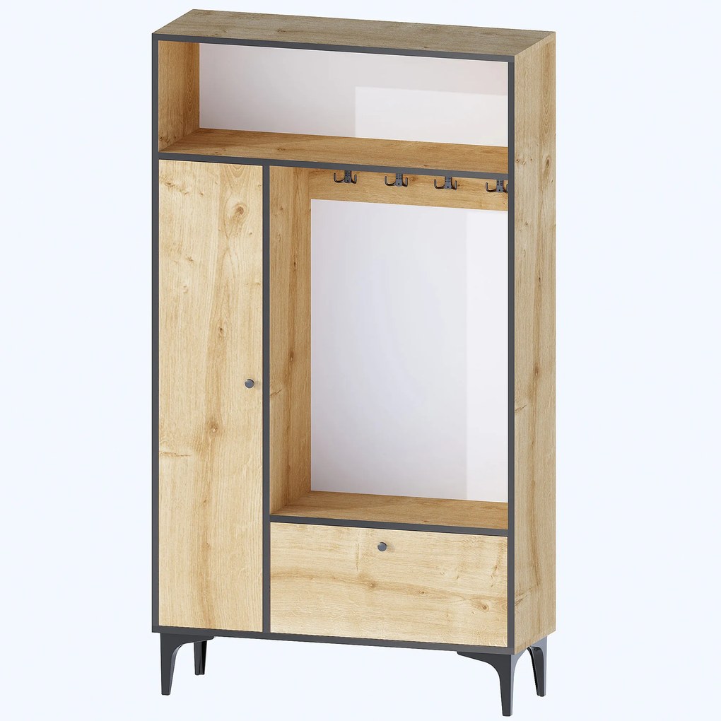 Set mobilier pentru hol Penny (Stejar safir + Negru). 1073162