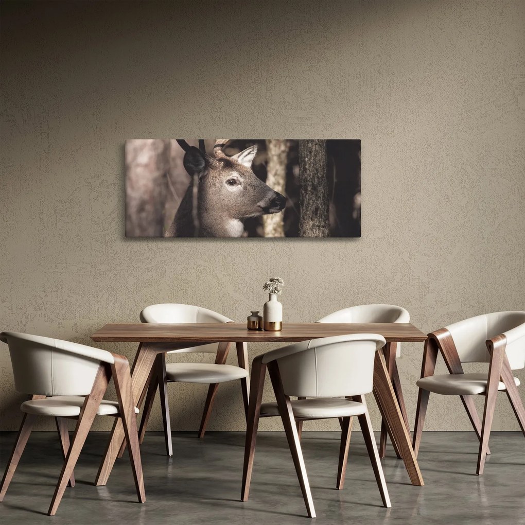 Tablou - Cerb în pădure (120x50 cm)