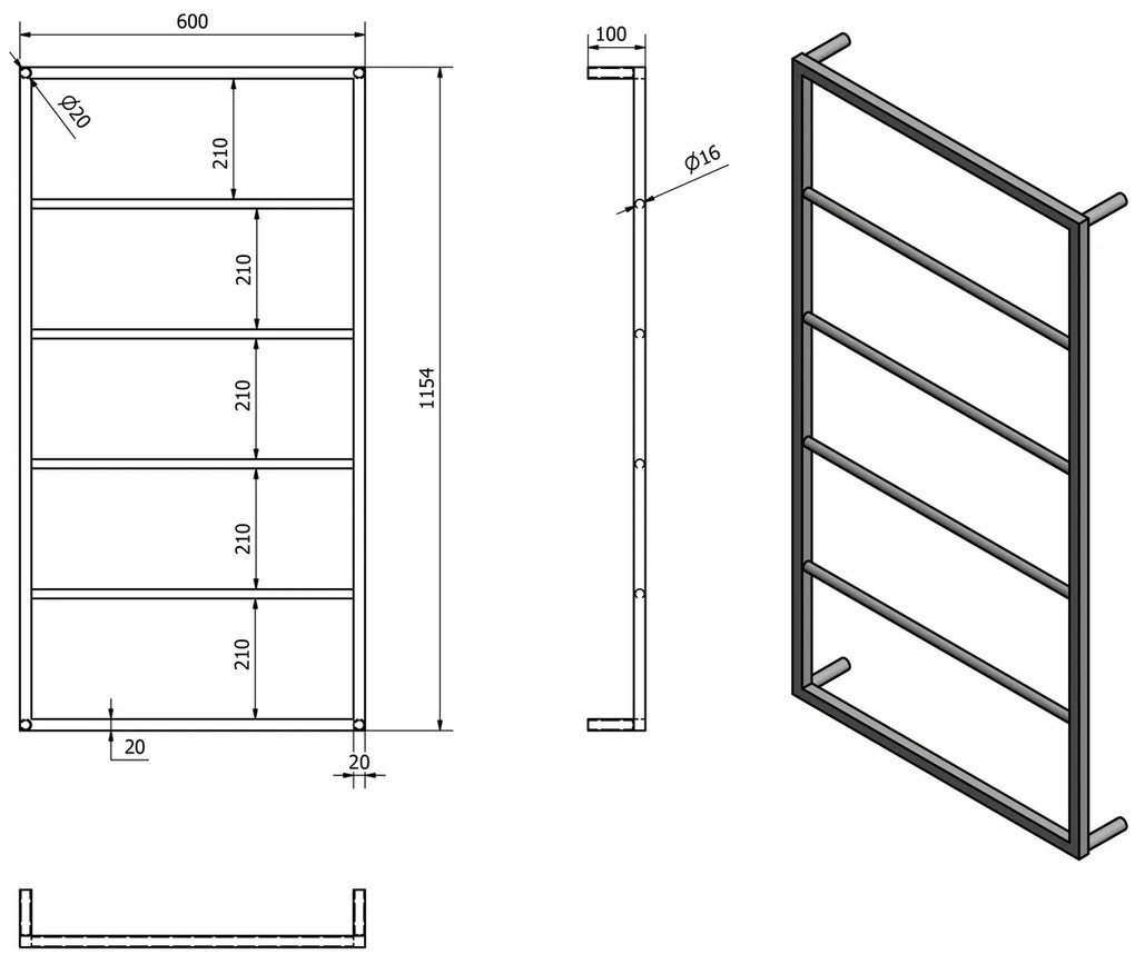 Suport pentru prosoape SAPHO Ska512 Ska montat peperete 60 x 115 x 10 cm, alb mat