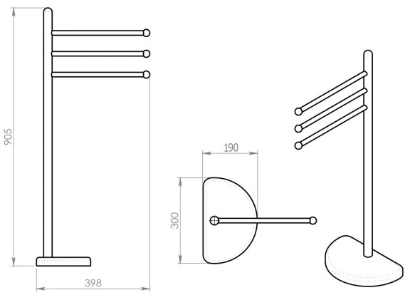 Suport de prosoape autoportant Gedy HIBISCUS 90,5 cm crom lucios