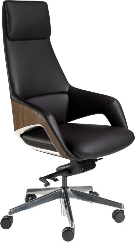 Scaun de birou modern piele sintetica si furnir de nuc Black