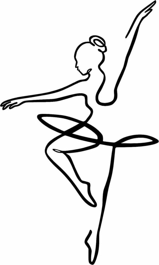 Decoratiune perete BALLERINA 1, negru, metal, 70x42 cm