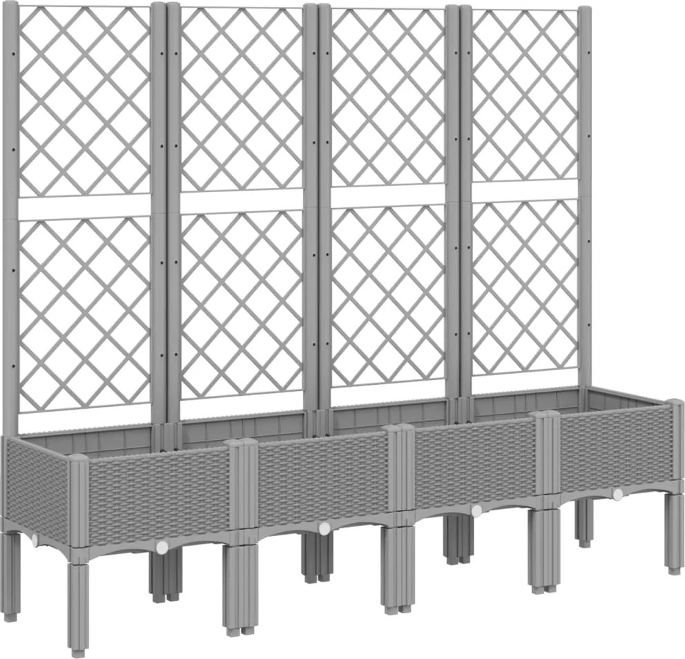 vidaXL Jardinieră de grădină cu spalier gri deschis 160x40x142 cm PP