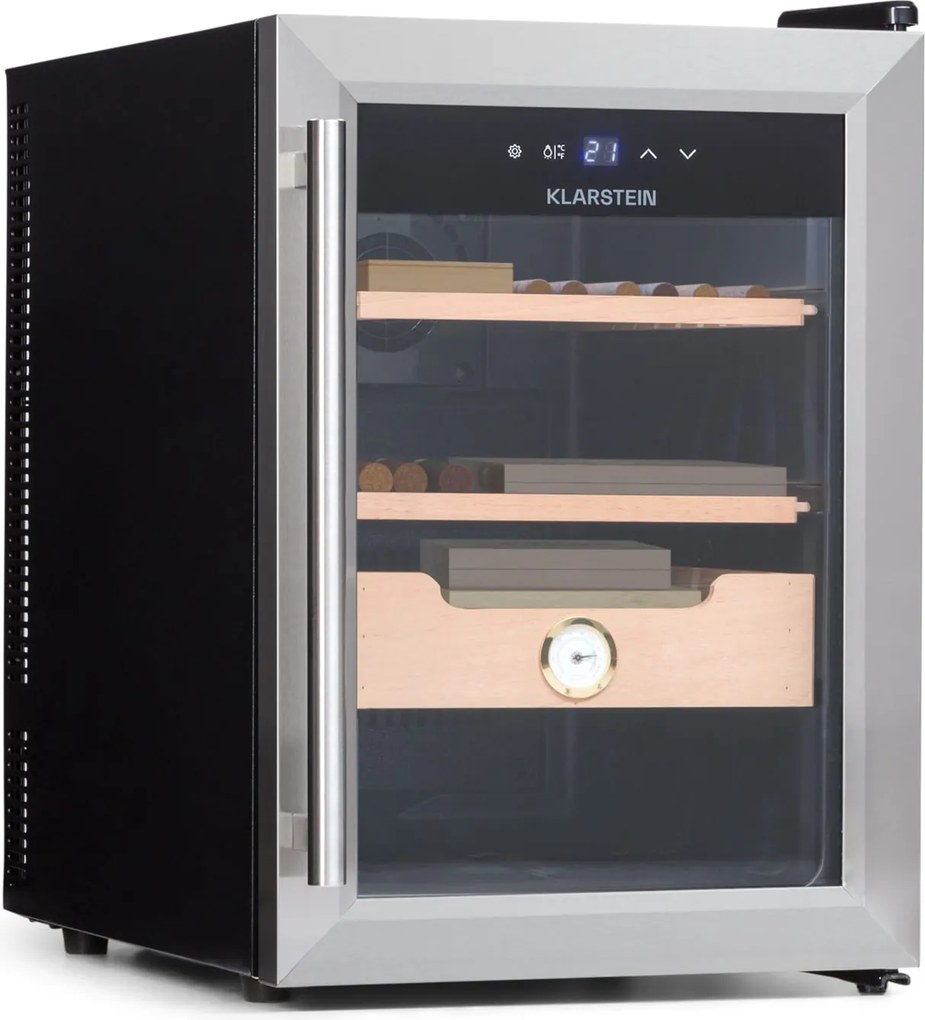 Klarstein El Presidente 37, Humidor pentru trabucuri, 37L,   2 sertare, 1 compartiment din lemn de cedru