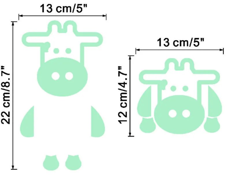 Fosforescent autocolant pe întrerupător "Văcuță" 13x22 cm