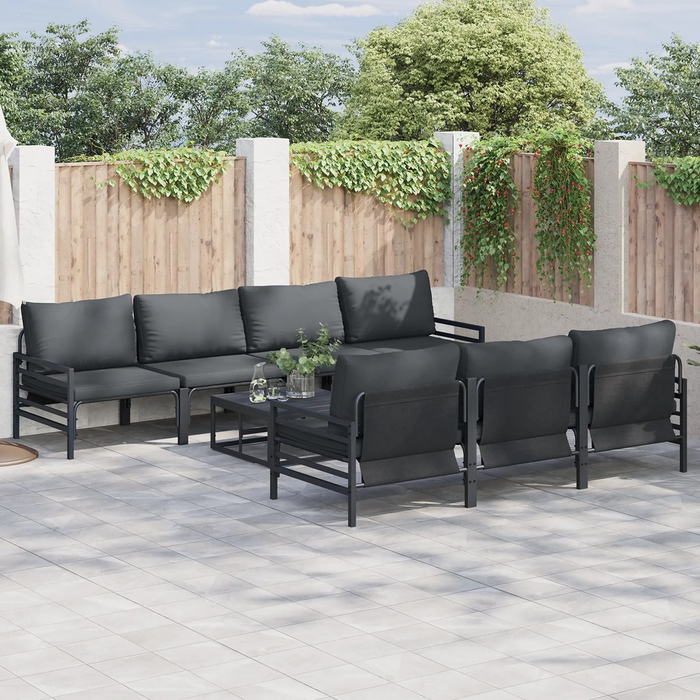 vidaXL Set de canapele pentru grădină cu pernă cu pernă 8 pcs Antracit