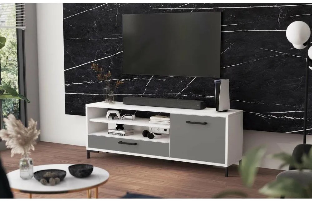 Masă TV Cascade  (alb + gri). 1098743