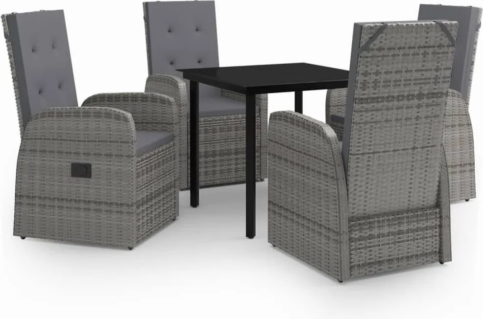 vidaXL Set mobilier pentru grădină cu perne, 5 piese, gri