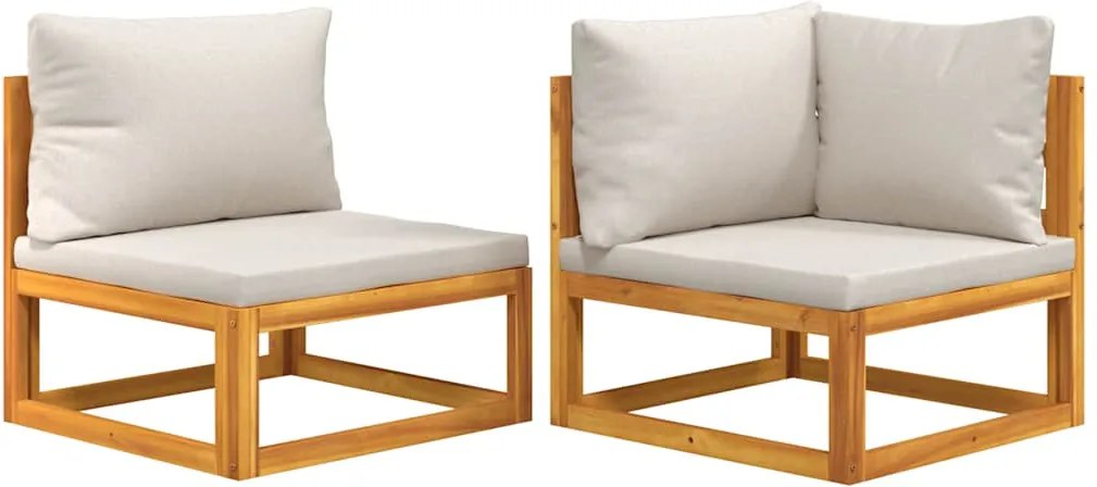 vidaXL Set canapea de grădină, 2 piese, cu perne, lemn masiv de acacia