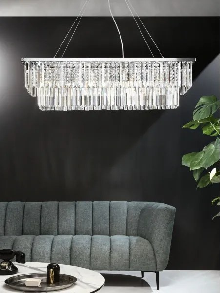 Ondaluce - Candelabru cu cristale pe cablu DAIQUIRI 8xE14/10W/230V crom lucios