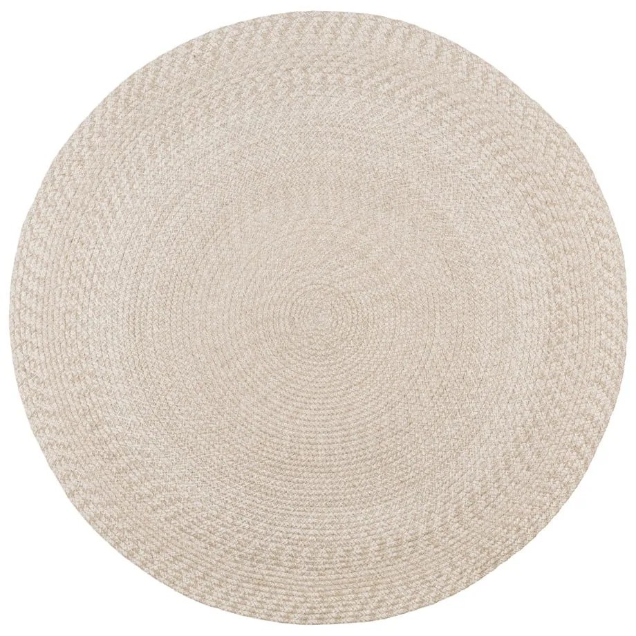 Covor de exterior crem rotund din fibre reciclate ø 180 cm Menorca – House Nordic