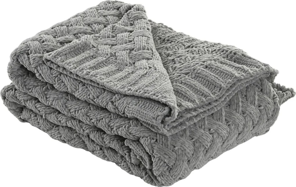 Pled țesut din microfibră, gri deschis, pentru canapea, 170 x 130 cm, „Vendresse”