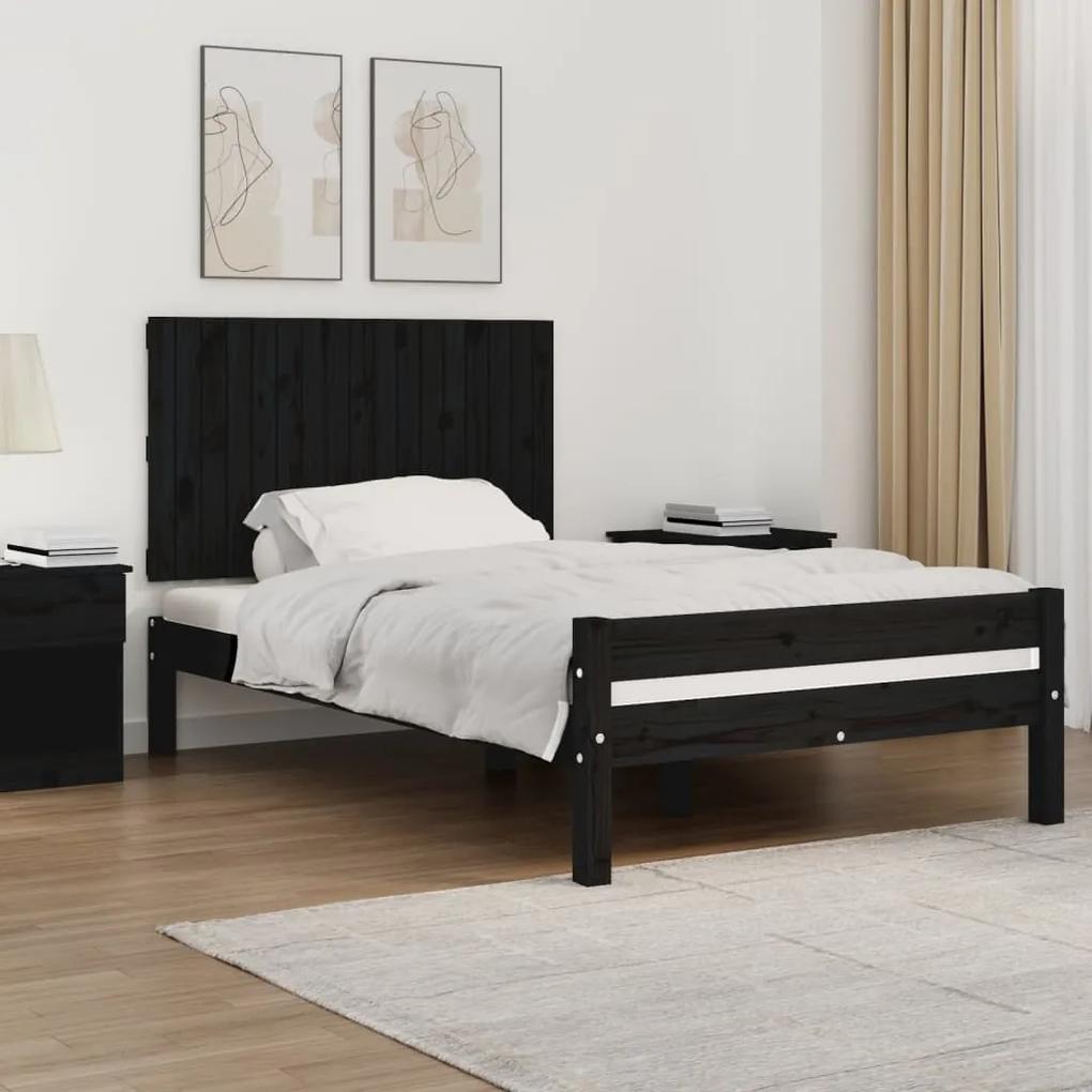 824827 vidaXL Tăblie de pat pentru perete, negru, 108x3x60 cm, lemn masiv pin