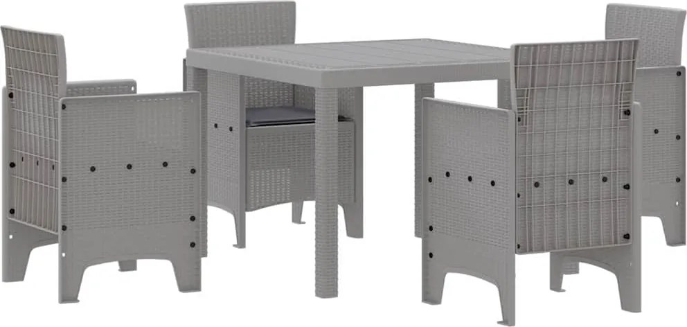 vidaXL Set de masă pentru grădină 5 pcs Gri deschis Polipropilenă