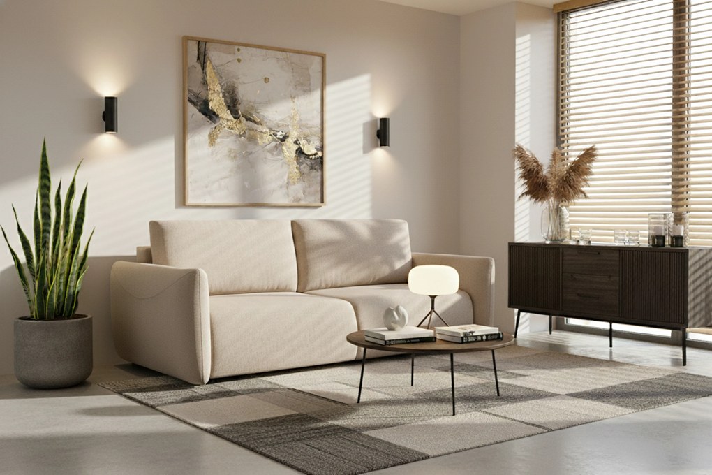 Canapea extensibilă Calma - tricot bej hidrofob Curio 09