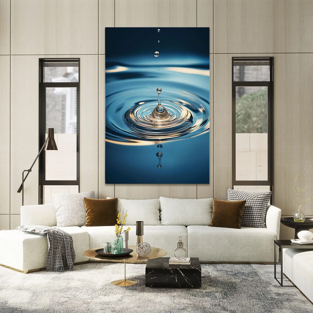 Tablou Canvas, 70x100cm, Dormitor si Living, Feng Shui, Apa, Cream Water Drop