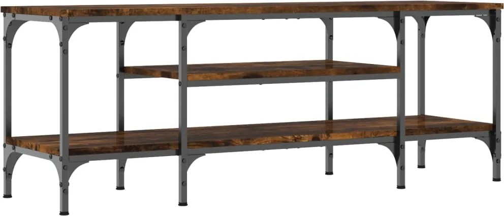 vidaXL Comodă TV, stejar afumat, 121x35x45 cm, lemn prelucrat & fier