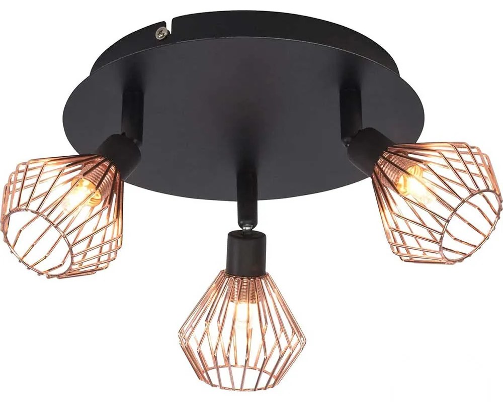 Spot triplu Dalma, 3xg9, 33w, metal, negru/auriu