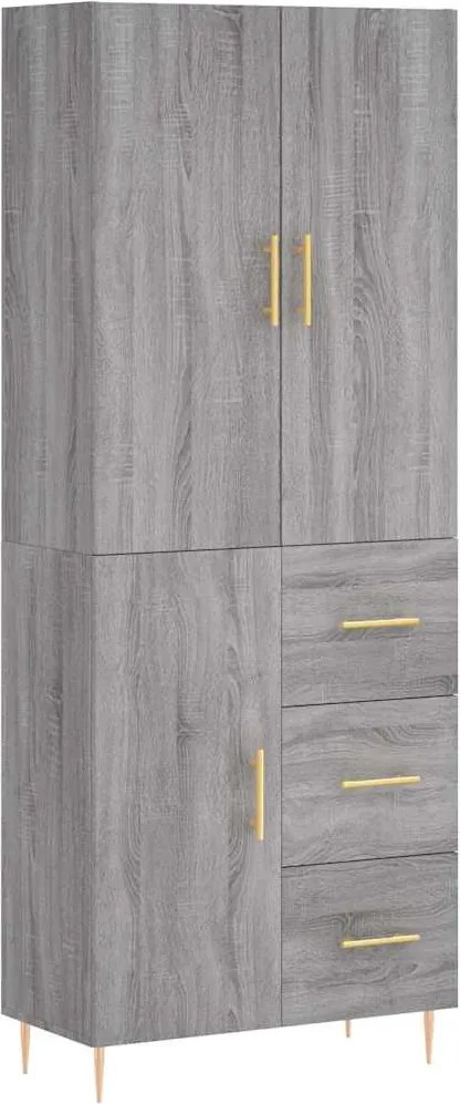 vidaXL Dulap înalt, gri sonoma, 69,5x34x180 cm, lemn compozit