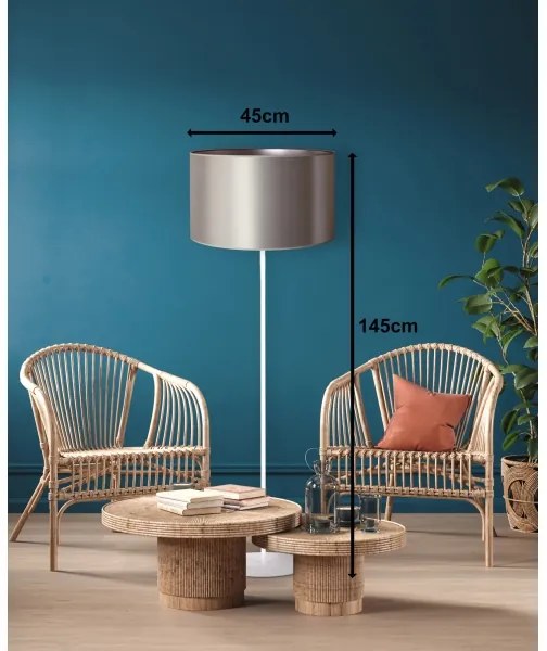 Lampadar Duolla CANNES 1xE27/15W/230V d. 45 cm argintiu/alb
