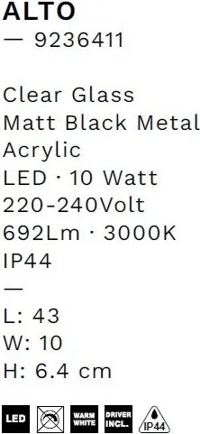 Aplica de perete LED baie IP44 ALTO negru