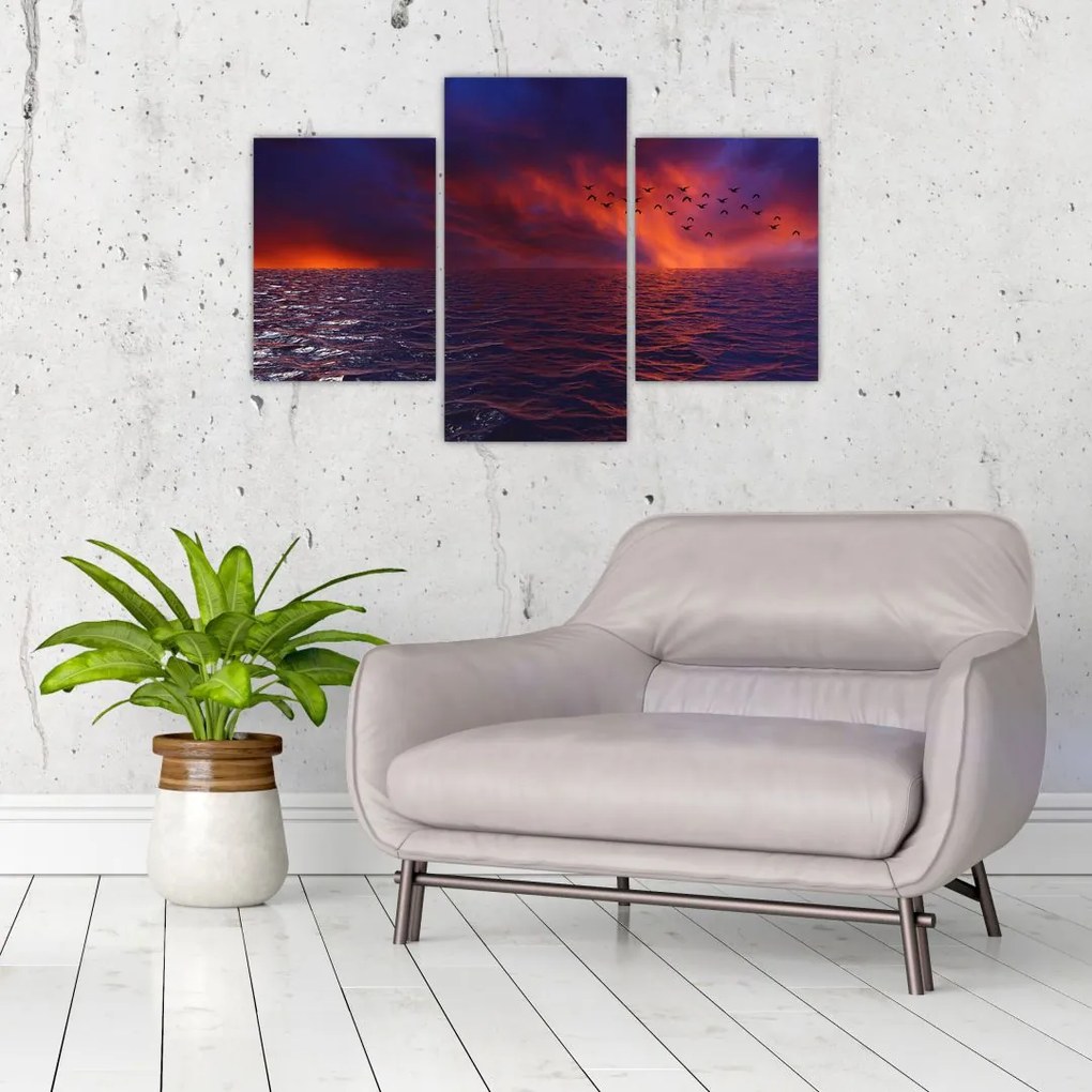 Tablou cu mare și păsări (90x60 cm)