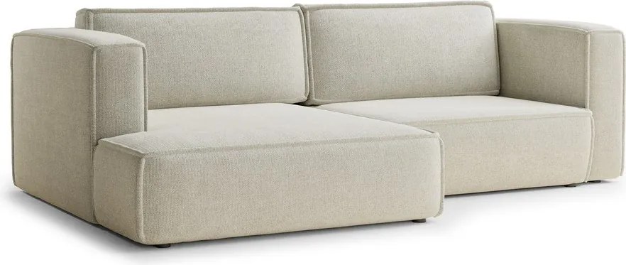 Colțar crem extensibil/cu spațiu de depozitare cu tapițerie din chenille (cu colț pe partea stângă/cu șezlong) Velto – Maison de Rêve