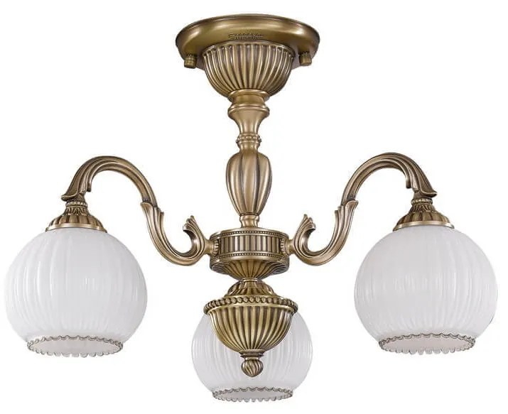 Lustra aplicata cu 3 brate clasic design italian din alama, sticla 9200 RA-PL. 9220/3