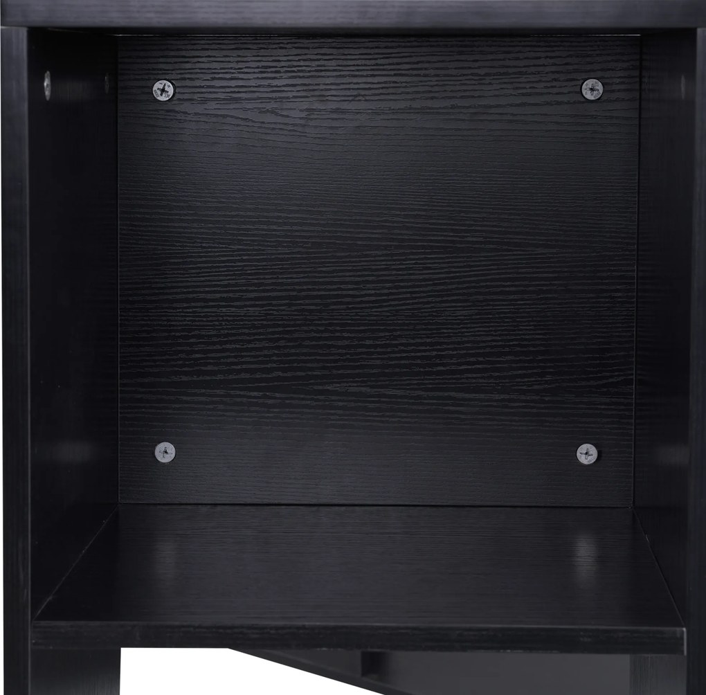 HOMCOM Birou Modern cu Rafturi Rotative 360°, Design L, Negru, PAL, 140x120x78.2cm | Aosom Romania