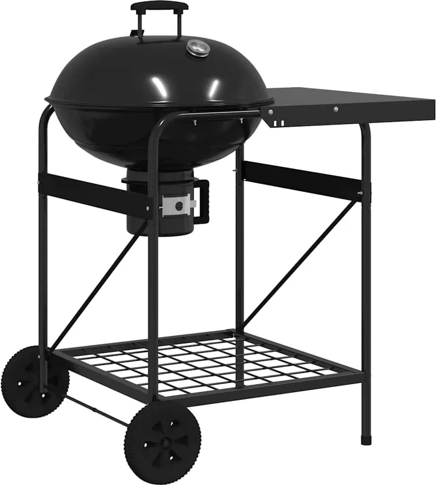 vidaXL Grătar exterior cu roata Negru 91 x 71 x 107 cm Metal