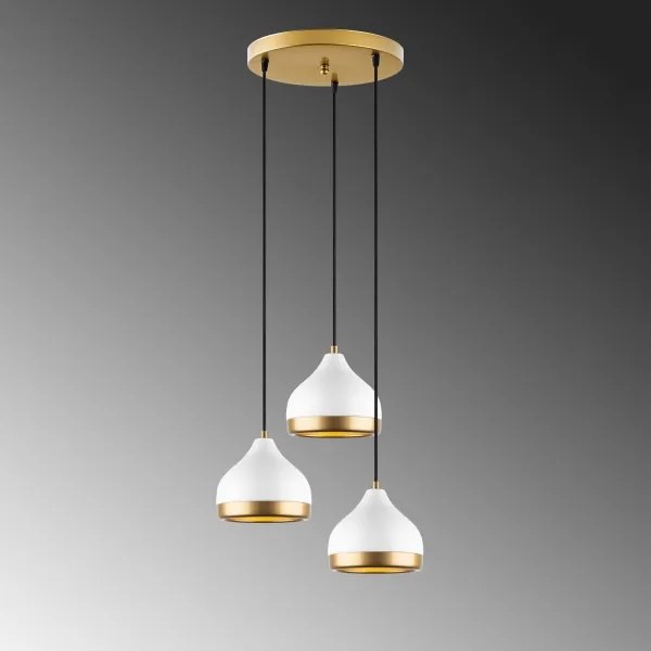 Candelabru suspendat pe cablu YILDO 3xE27/40W/230V alb/auriu