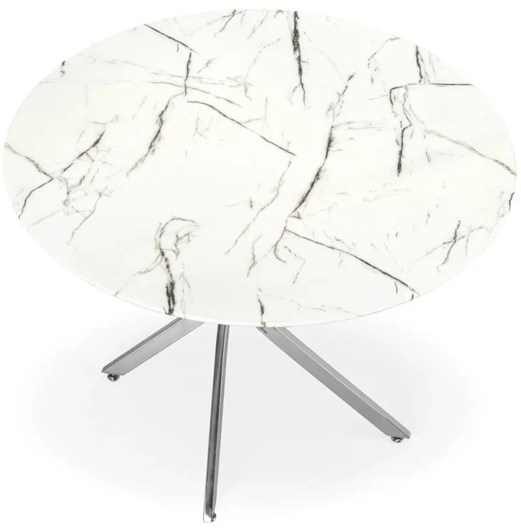 Masa rotunda Raymond 3 marmura alba/argintiu ø100/h73 cm