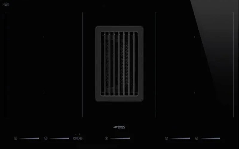Plita incorporabila cu inductie si hota integrata Smeg HOBD682D1, 80 cm latime, negru
