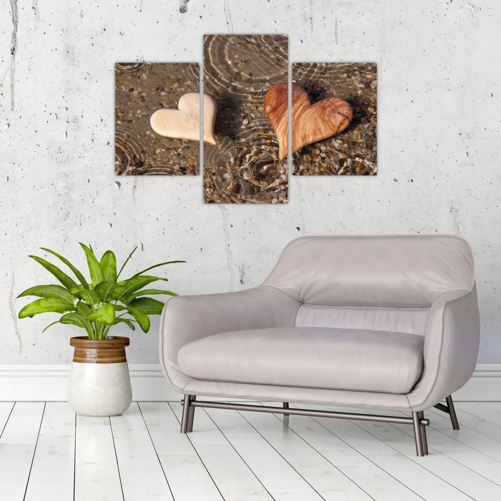 Tablou - Inimile din lemn (90x60 cm)