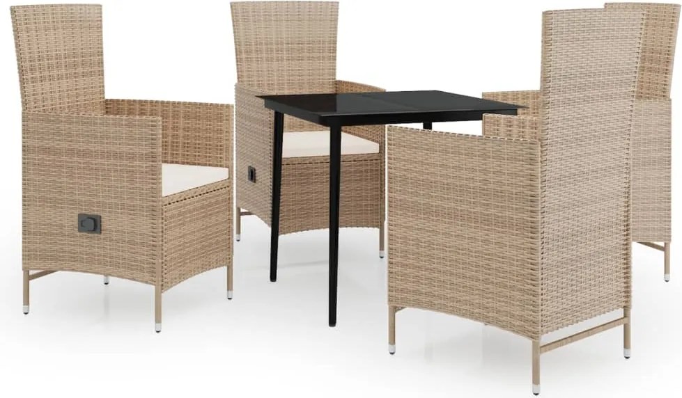 vidaXL Set de mobilier pentru grădină cu perne, 5 piese, bej