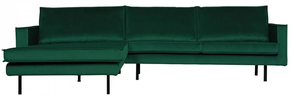 Canapea cu colt verde padure din poliester si metal pentru 3 persoane Rodeo Left Be Pure Home
