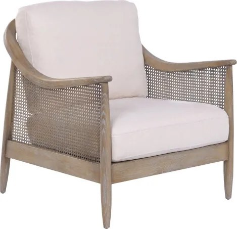 Fotoliu din in natural și lemn de frasin, structură cu împletitură rattan, 73 x 83 x 84 cm, „Balinese"