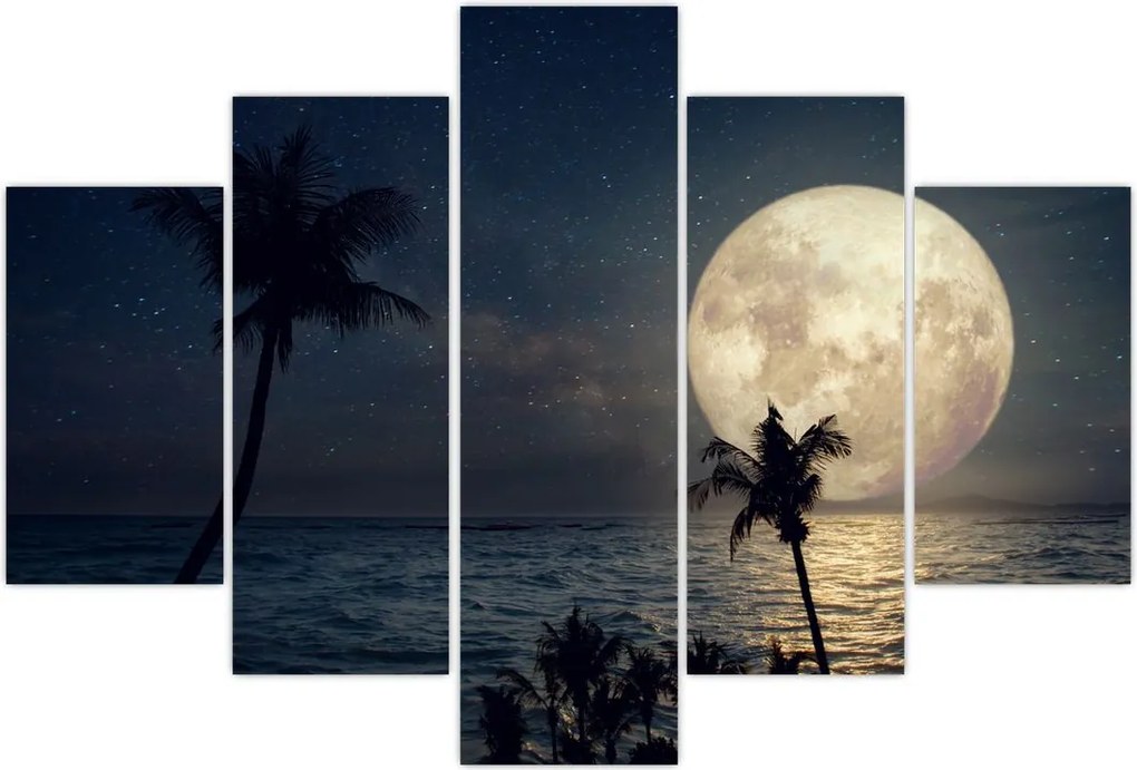 Tablou - Plaja cu lună plină (150x105 cm)
