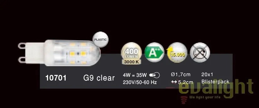Bec G9 clear Led 4W, 400Lm, 3000K 10701 GL
