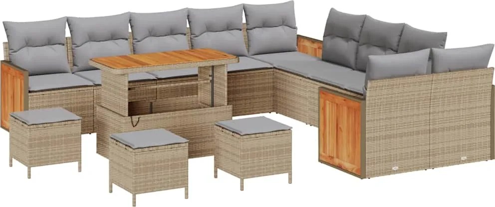 vidaXL Set de canapele pentru grădină 14 pcs Beige și gri deschis
