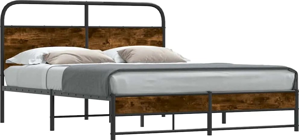 vidaXL Cadru pat fără saltea stejar fumuriu 150x200 cm lemn prelucrat