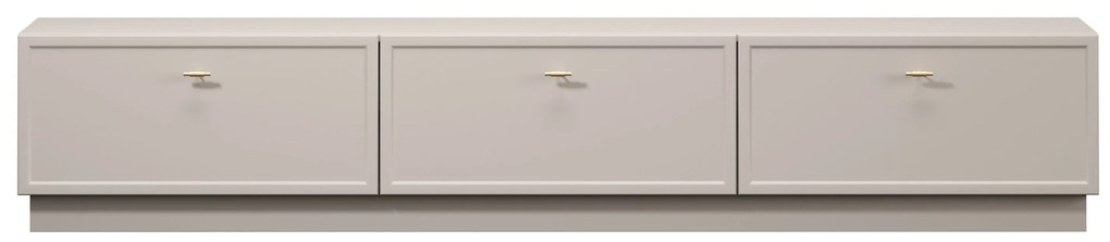 Comodă TV Lorini 200 cm cu sertare - culoare cașmir / mânere aurii tip T-bar