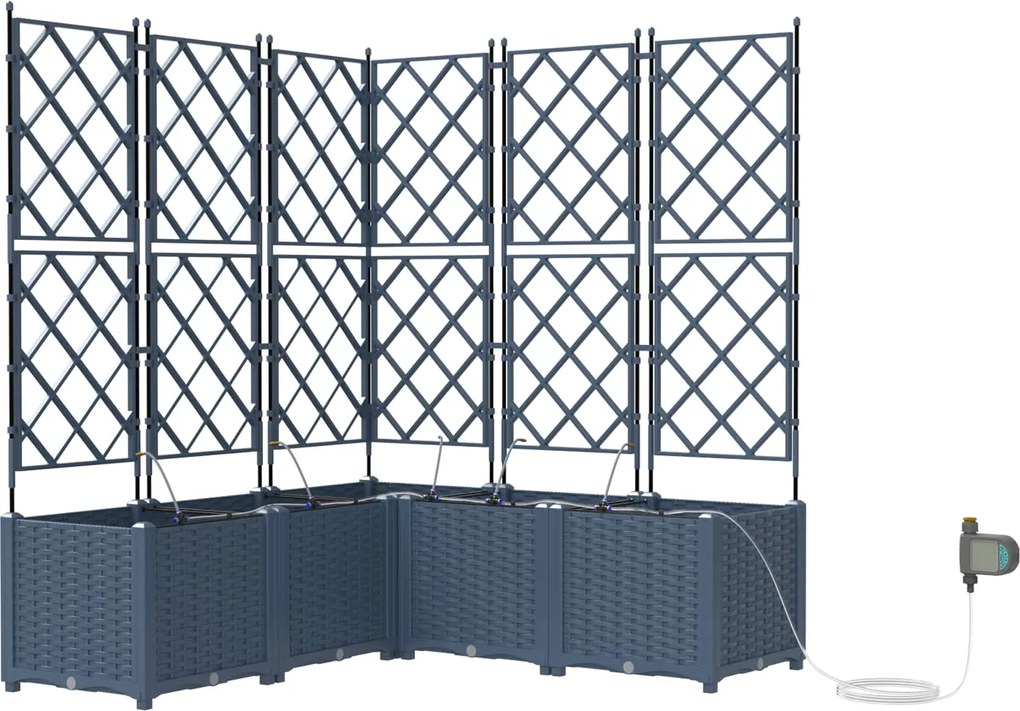 vidaXL Vază pentru Grădină 5 pcs Gri 120 x 120 x 142 cm Oțel