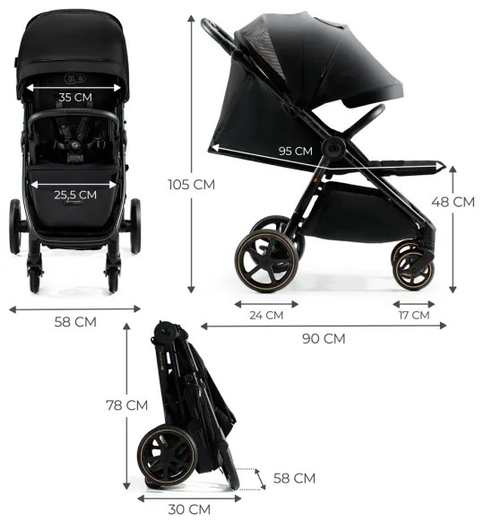 Cărucior de copii KINDERKRAFT SELECT MITZY Ink black