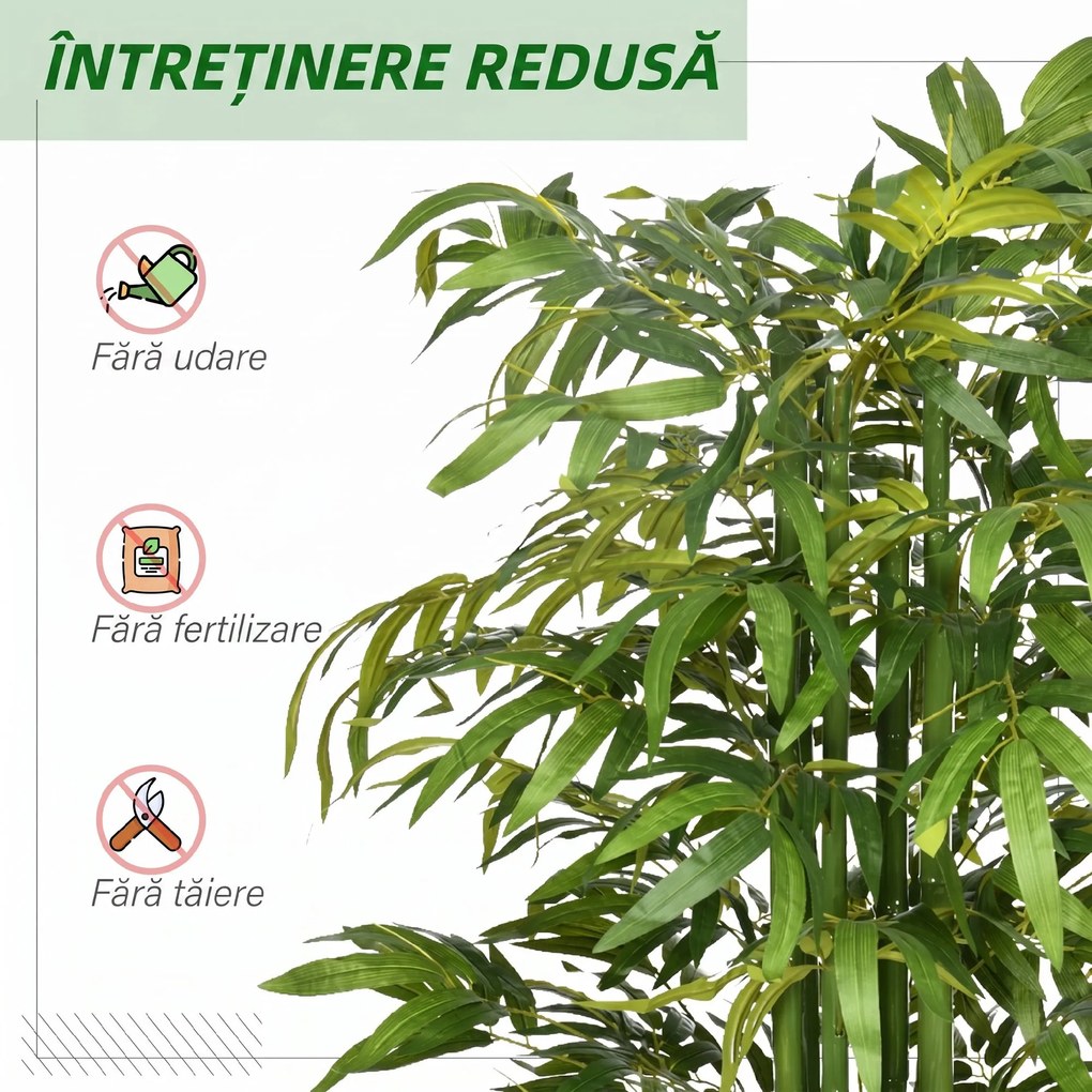 HOMCOM Plantă Artificială de Bambus, 180 cm, Realistă, cu Ghiveci Decorativ pentru Living și Dormitor, Verde | Aosom Romania
